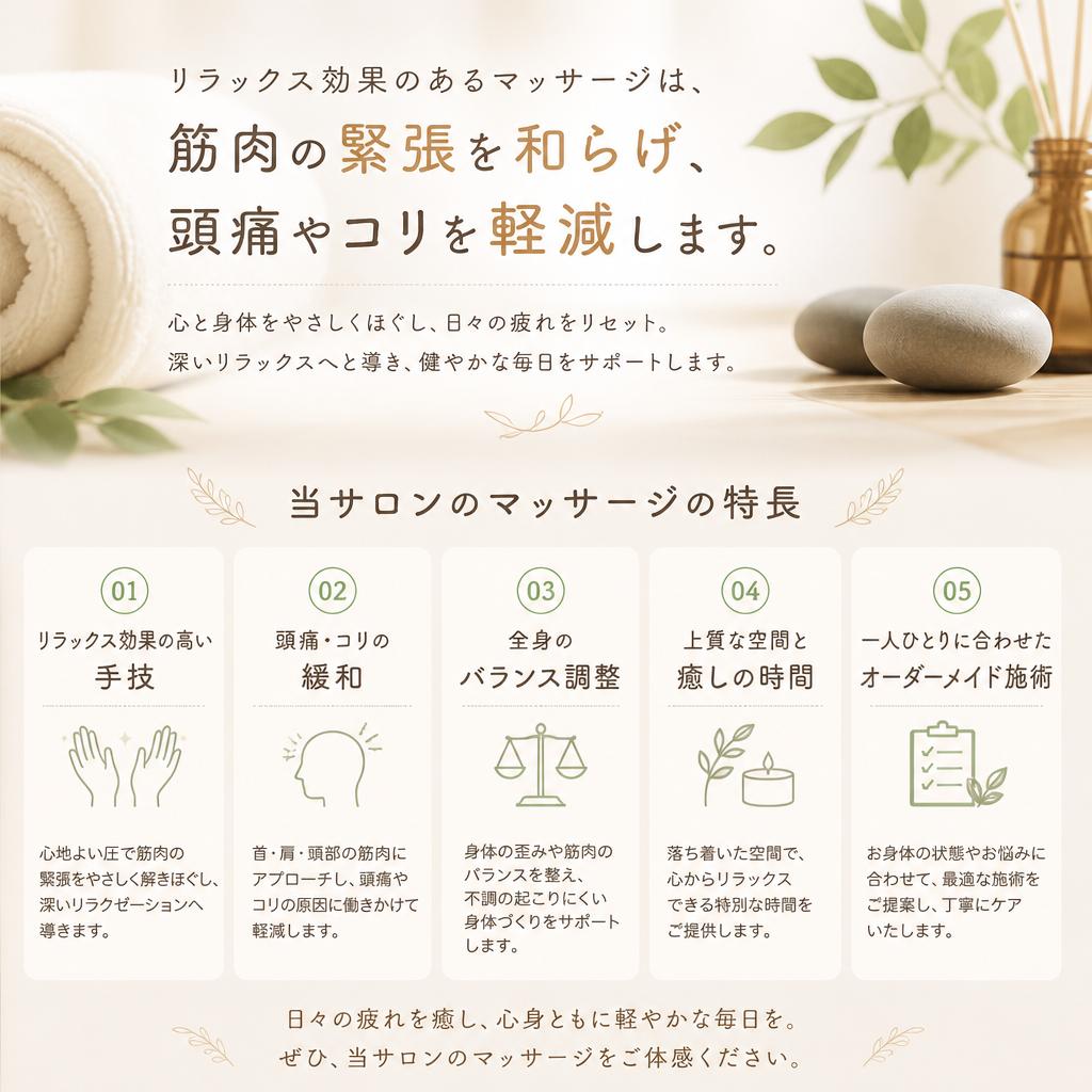 マッサージでリラックス&効果的ケア