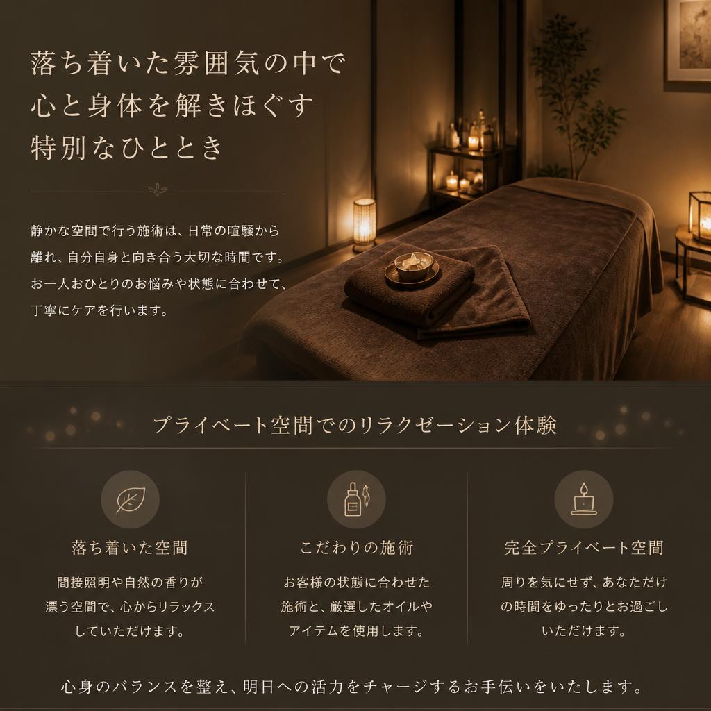 リラックスできる個室空間