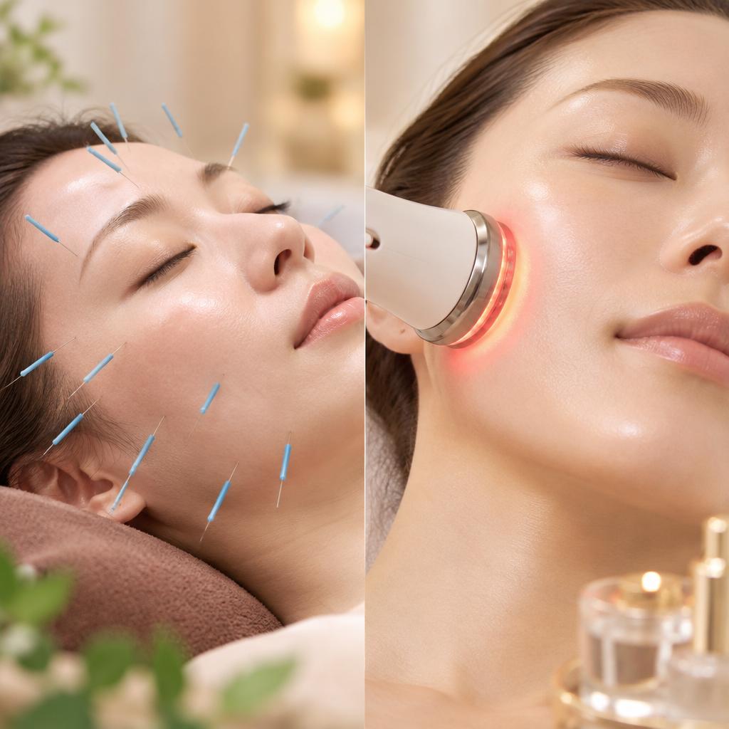 鏡を見るたび気になるたるみに。美容鍼と美顔器で、肌本来の輝きを目指す。